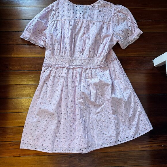 J. Crew Button-front mini dress in eyelet lace in Pink - Picture 6 of 7